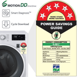 LG 6 kg 5 Star Fully Automatic Front Load with In-built Heater-FHT1006ZNW.ABWQEIL | White