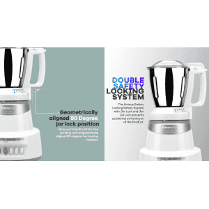 Panasonic 600 Watts 3 Jars Mixer Grinder Child Lock MX-AV325 | Marble Silver