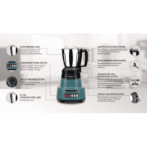 Panasonic CORAL BLUE MX - AV325 600 Mixer Grinder 3 Jars | Blue