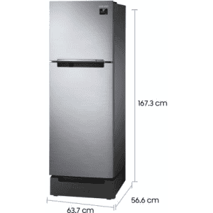 SAMSUNG 253 L Frost Free Double Door 3 Star Refrigerator with Base Drawer-RT28T3123SL/HL | EZ Clean Steel