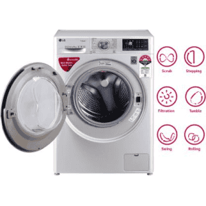 LG 8 kg 5 Star Fully Automatic Front Load with In-built Heater-FHT1408ZWL | Silver