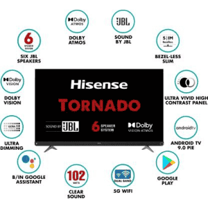 Hisense A73F -139 cm (55 inch) -Ultra HD (4K) LED Smart Android TV with 102W JBL 6 Speakers-Atmos-55A73F | black