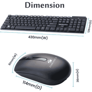 ZEBRONICS Companion | Mouse & Wireless Laptop Keyboard | Black