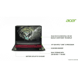 Acer Nitro Gaming Laptop | Core i5 10th Gen | 8 GB/1 TB HDD/256 GB SSD/Windows 10 Home | 15.6 inch | Obsidian Black