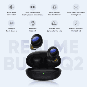 realme Buds Q2 with Active Noise Cancellation | True Wireless Earbuds | Black