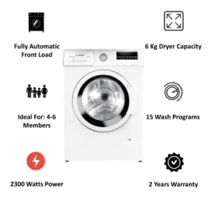 Bosch Serie 4 | 6 kg 5 Star Fully Automatic Front Load Washing Machine | EcoSilence Drive Motor-WLJ2026WIN | White