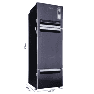 Whirlpool 260 L Frost Free Triple Door Refrigerator | FP 283D PROTTON ROY | Steel Onyx