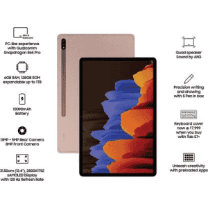 SAMSUNG Galaxy Tab S7+ 6 GB RAM 128 GB ROM 12.4 inch with Wi-Fi+4G Tablet | Mystic Bronze