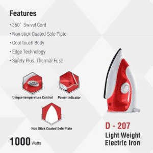 Greenchef D-207 1000 W Dry Iron | Red
