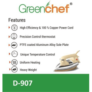Greenchef D - 907 Quick Heating 1000 W Dry Iron | Yellow