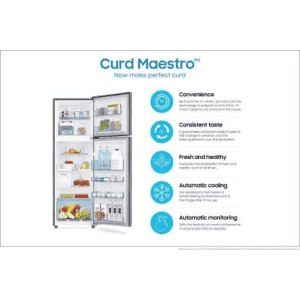SAMSUNG 244 L Frost Free Double Door 3 Star Convertible Refrigerator with Base Drawer with Curd Maestro  | RT28T3C23NV/HL | Inox Wave