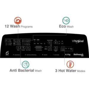 Whirlpool 6.5 kg With Hard water wash Fully Automatic Top Load with In-built Heater Grey | STAINWASH PRO H 6.5 | SHINY GREY
