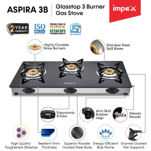 Impex Aspira 3B Glasstop Gas Stove
