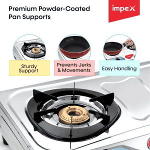 IMPEX IGS 12B Stainless Steel Manual Gas Stove | 2 Burners