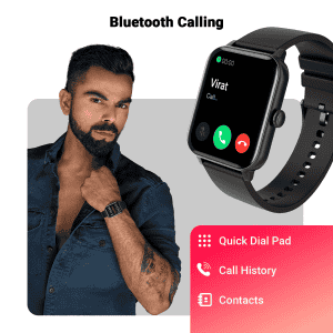 Fire-Boltt Ninja Bluetooth Calling Smartwatch | SpO2 | Heart Rate Monitoring & AI Voice Assistant | Free Size | BLACK