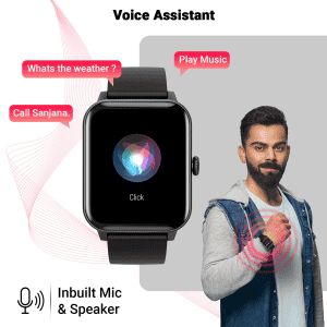 Fire-Boltt Ninja Bluetooth Calling Smartwatch | SpO2 | Heart Rate Monitoring & AI Voice Assistant | Free Size | BLACK