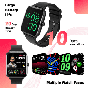 Fire-Boltt Ninja Bluetooth Calling Smartwatch | SpO2 | Heart Rate Monitoring & AI Voice Assistant | Free Size | BLACK