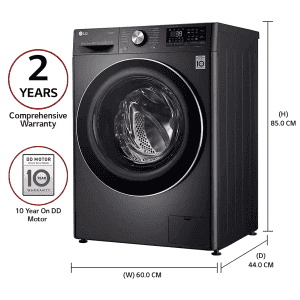 LG 10.5 Kg / 7.0 Kg Inverter Wi-Fi Washer Dryer | FHD1057STB | In-built Heater | Black