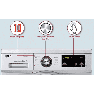 LG 8.0 Kg 5 Star Inverter Touch Control Fully-Automatic Front Load Washing Machine with Heater | FHM1408BDL | Silver