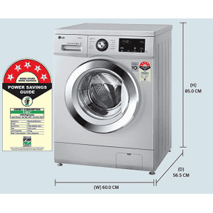 LG 8.0 Kg 5 Star Inverter Touch Control Fully-Automatic Front Load Washing Machine with Heater | FHM1408BDL | Silver