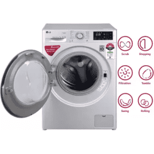 LG 7 kg With Steam Fully Automatic Front Load with In-built Heater | FHT1207ZNL | Silver