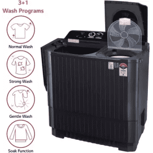 LG 11 kg with Roller Jet Pulsator Soak and Smart Filter Semi Automatic Top Load | P1155SKAZ | Black