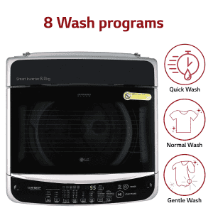 LG 8.0 Kg Inverter Fully-Automatic Top Loading Washing Machine | T80SJSF1Z | Silver