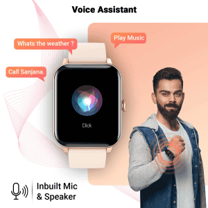 Fire-Boltt Ninja Bluetooth Calling Smartwatch |  SpO2 | Heart Rate Monitoring & AI Voice Assistant | Free Size | Rose Gold
