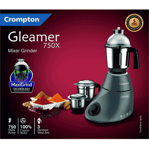 Crompton Greaves Crompton Gleamer 750-Watt Mixer Grinder | GLEAMER750X3J | Grey Black
