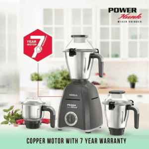 HAVELLS Power Hunk 800 W Mixer Grinder | 3 Jars | Grey