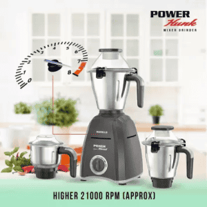 HAVELLS Power Hunk 800 W Mixer Grinder | 3 Jars | Grey