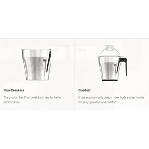 Havells Hydro 750 watt Mixer Grinder with 3 Wider mouth Stainless Steel Jar | Black
