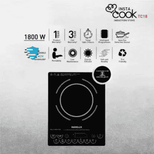 HAVELLS Insta Cook TC 18 Induction Cooktop | 1800 Watt | Touch Panel | Black
