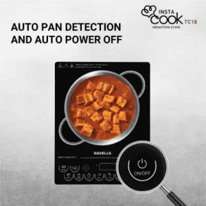 HAVELLS Insta Cook TC 18 Induction Cooktop | 1800 Watt | Touch Panel | Black