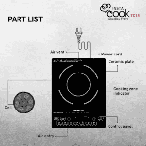 HAVELLS Insta Cook TC 18 Induction Cooktop | 1800 Watt | Touch Panel | Black