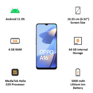 OPPO A16 | 64 GB/4 GB RAM | Pearl Blue