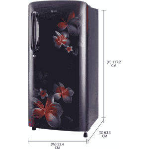 LG 190 L Direct Cool Single Door 3 Star Refrigerator GL-B201ABPD | Blue Plumeria