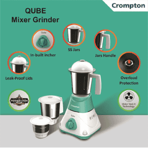 Crompton Qube 7503J Mixer Grinder | For Wet & Dry Grinding | 750 W