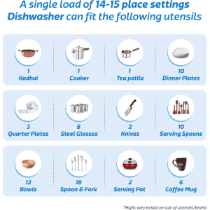 LG DFB424FW | Free Standing 14 Place Settings Intensive Kadhai Cleaning | No Pre-rinse Required Dishwasher