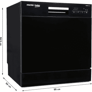 Voltas Beko DT8B Free Standing 8 Place Settings Intensive Kadhai Cleaning| No Pre-rinse Required Dishwasher