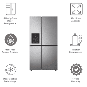 LG 674 Litres Frost Free Inverter | Side-by-Side Refrigerator | DoorCooling |  GC-L257SL4L.APZQEB | Shiny Steel