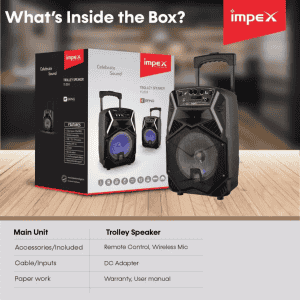 IMPEX Party Speaker with Trolley Bluetooth Home Theatre | 25 W | Black