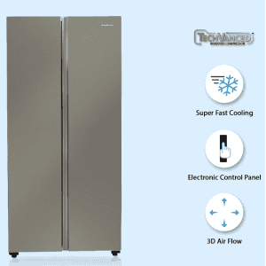 Kelvinator 500 litres Side-by-Side Refrigerator | KRS-B520SSV | Shiny Silver