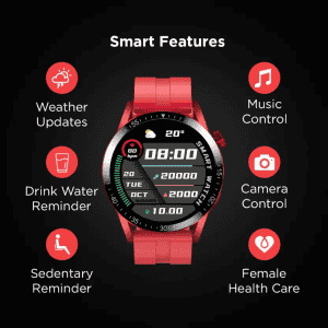 Fire-Boltt Talk Pro Bluetooth Calling Smartwatch | Free Size| Red Strap