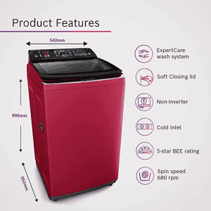 Bosch Washing Machine | WOE753M0IN | 7.5 Kg | Fully Automatic Top Load Washing Machine | Maroon