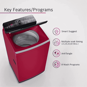 Bosch Washing Machine | WOE753M0IN | 7.5 Kg | Fully Automatic Top Load Washing Machine | Maroon