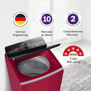 Bosch Washing Machine | WOE753M0IN | 7.5 Kg | Fully Automatic Top Load Washing Machine | Maroon