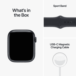 Apple Watch Series 8 Sports Band | 45 mm | Retina LTPO | OLED Display | Midnight Aluminum