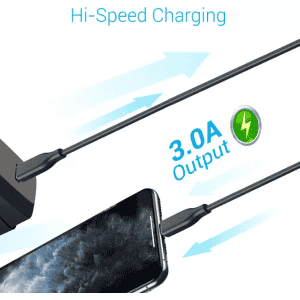 Portronics Lightning Cable POR-1089 | 1 m |  Konnect Core C Type - CTO LIGHTNING Cable | One Cable | Black