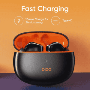 DIZO Buds Z Pro | True Wireless | Active Noise Cancellation | Bluetooth Headset | Orange, Black
